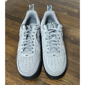 Men's Nike Air Force 1 Low 07 LV8‎ Grey Suede Shoes Reflective Swoosh Size 9.5